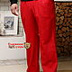 Order Men's red linen trousers. Slavyanskie uzory. Livemaster. . Mens pants Фото №3