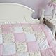 Patchwork bedspread pale pink for girls in the style of Shabby Chic. Bedspread patchwork in the nursery. Blanket for baby soft pink blanket