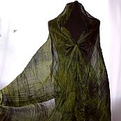 Аксессуары handmade. Livemaster - original item Scarf stole silk green black long demi-season. Handmade.