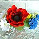 Hair clip with poppy, Daisies and Cornflowers (large). Hairpins. Olga-art-flower. My Livemaster. Фото №4