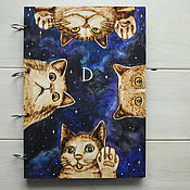 Канцелярские товары handmade. Livemaster - original item Sketch pad A4 "Star Cats - 2" wood cover. Handmade.