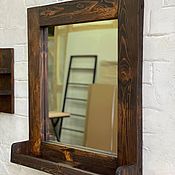 Для дома и интерьера handmade. Livemaster - original item Mirror with a bathroom shelf made of barn boards. Handmade.