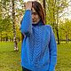Blue Women's Wool Sweater, Knitted Merino Jumper. Sweaters. Dobryy_vyaz. My Livemaster. Фото №4