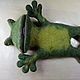 Rana verde guante de juguete en la mano. Teatro la mueca. Puppet show. AnzhWoolToy (AnzhelikaK). Ярмарка Мастеров.  Фото №6