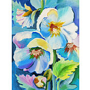 Картины и панно handmade. Livemaster - original item Painting mallow flowers 