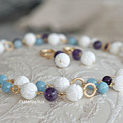 Boho bracelet with pendants, stones and suede 