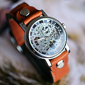Часы наручные на кожаном браслете Aviator Brown