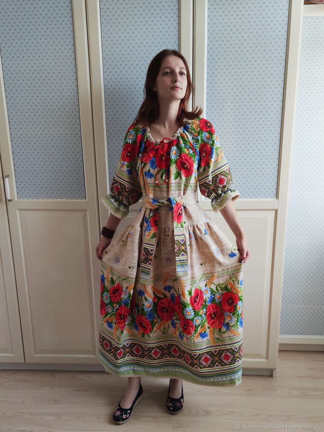 Vestido Con Amapolas Ruso Eslavo Polyanochka купить на Ярмарке