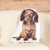 Декоративная Подушка Боксер – льняная подушка в виде собаки