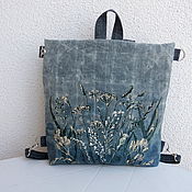 Сумка-рюкзак, рюкзак-сумка из плотного вощёного льна "БОРО"