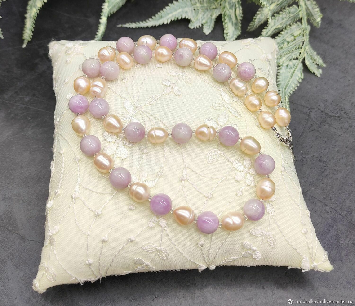 Natural kunzite beads and natural pearls, Beads2, Moscow,  Фото №1