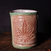 Посуда handmade. Livemaster - original item mug with leaf.. Handmade.