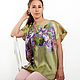 Satin hand painted tunic with irises. Tunics. BATIK&STYLE. Online shopping on My Livemaster.  Фото №2