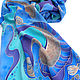 Order Batik scarf Waves silk crepe de Chine 100% hand painted. Silk Batik Watercolor ..VikoBatik... Livemaster. . Scarves Фото №3