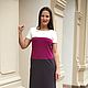 Tricolor Jersey dress - white, fuchsia, graphite, Dresses, Moscow,  Фото №1