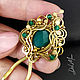 Hairpin with jade brass stone 'Green Flower'. Hairpin. Del-moro. Online shopping on My Livemaster.  Фото №2