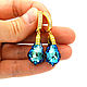 Classic earrings with Swarovski crystals Bermuda Blue. Earrings. Beaded jewelry. My Livemaster. Фото №6