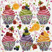 Материалы для творчества handmade. Livemaster - original item Cupcake with fruit and berries decoupage napkin. Handmade.