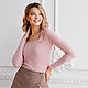 Jumper fitted Powder, jumper pink knitwear, cutout square, Jumpers, Novosibirsk,  Фото №1