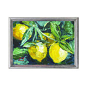 Картины и панно handmade. Livemaster - original item Gift to a woman Oil painting in a frame of Lemons. Handmade.