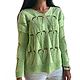 Women's Lotus pullover, cotton, openwork knitting, green, Pullover Sweaters, Voronezh,  Фото №1