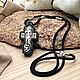 Деревянный крест с иконой Георгия Победоносца. Крестик. MisMi jewelry. Ярмарка Мастеров.  Фото №5