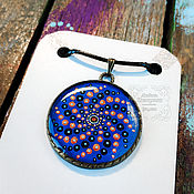 Украшения handmade. Livemaster - original item Night Pendant. Dot painting. Galaxy, stars, sky. Handmade.