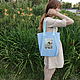 Beach Bag Blue Shopper Bag with Fairies Tote with Applique. Beach bag. mechty-o-lete. My Livemaster. Фото №6