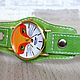Wristwatch Fox on White Lime Green Leather Bracelet. Watches. Made In Rainbow. My Livemaster. Фото №5