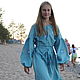 Платье льняное с цветочной вышивкой, Платья, Санкт-Петербург,  Фото №1