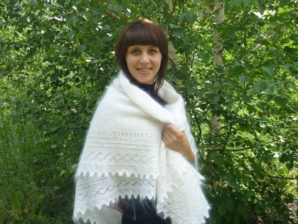47 - the Orenburg downy shawl white crochet shawl,accessories, Shawls1, Orenburg,  Фото №1