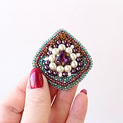 Украшения handmade. Livemaster - original item Brooch. Eastern brooch. Purple-green brooch with crystals. Handmade.