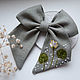 Order Bow - linen, embroidery Lotus/Water Lily. annetka-ann (annetka-ann). Livemaster. . Hairpins Фото №3