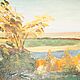Винтаж: Винтажная Картина Маслом. Импрессионизм. Пейзаж. Картины винтажные. Art-Vintage. Интернет-магазин Ярмарка Мастеров.  Фото №2