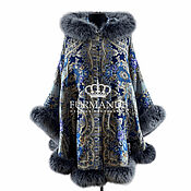 Одежда handmade. Livemaster - original item Warm velvet poncho with natural fur. Handmade.