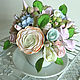 Mini bouquet in pastel colors. Flowers from polymer clay, Composition, Moscow,  Фото №1