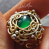 Украшения handmade. Livemaster - original item Ring with agate green stone 