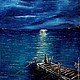 Кот и полнолуние, картина масло, Картины, Тюмень,  Фото №1