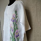 Льняная блузка с авторской росписью: Милана