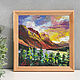 Картина маслом пейзаж в раме "Закат в горах", Картины, Самара,  Фото №1
