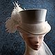 White cashmere top hat with veil. Cylinder. Felt Hats Shop. Online shopping on My Livemaster.  Фото №2