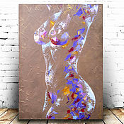 Картины и панно handmade. Livemaster - original item Interior painting with a girl in nude style Abstraction figure of a girl. Handmade.