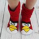 Заказать Домашние сапожки "Angry birds". Ксения Ветрова (домашние сапожки). Ярмарка Мастеров. . Тапочки Фото №3