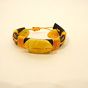 Украшения handmade. Livemaster - original item Leather with amber bracelet Br-251. Handmade.