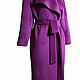 Cashmere coat with a belt with a large collar 'Lingonberry'. Coats. Lana Kmekich (lanakmekich). My Livemaster. Фото №6