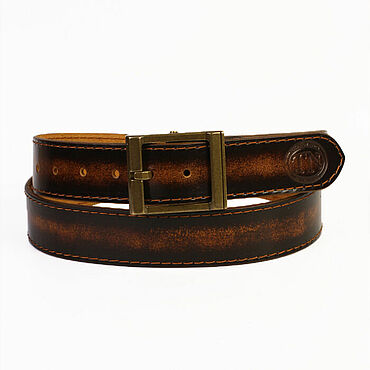 Ремень с пряжкой из латуни и состаренной кожи TNBelt203. . Аксессуары ручной работы - Ярмарка Мастеров Аксессуары ручной работы. Ярмарка Мастеров - ручная работа Ремень с пряжкой из латуни и состаренной кожи TNBelt203. Handmade.