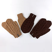 Аксессуары handmade. Livemaster - original item 5 PCs. Mittens for lovers Lovebirds knitted Coffee with caramel. Handmade.