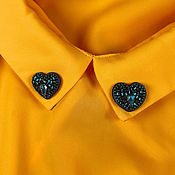 Украшения handmade. Livemaster - original item Paired Chatelaine Brooch Heart Turquoise Blue. Handmade.
