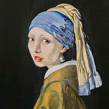 Картина маслом " Девушка с жемчужной серёжкой ". Мария Липовцева. Картины ручной работы - Ярмарка Мастеров Картины ручной работы. Ярмарка Мастеров - ручная работа Картина маслом " Девушка с жемчужной серёжкой ". Handmade.