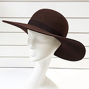 Аксессуары handmade. Livemaster - original item Wide-brimmed hat Classic. Color Chocolate. Handmade.